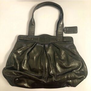 Coach Purse Olive Green Patent Leather Bag 13926